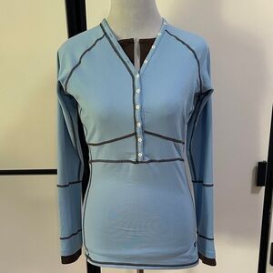 Mountain Hardwear Light Blue Button Henley Shirt